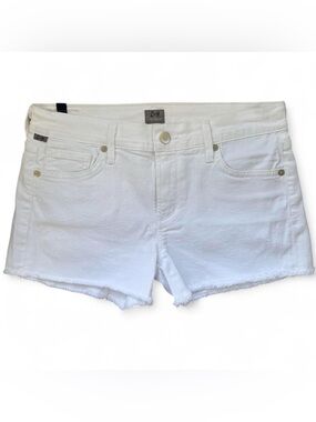 Citizens of Humanity White Denim Cutoff Shorts Size 27 Raw Hem Made in USA